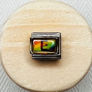 Rainbow Letter E Italian Charm Bracelet Link